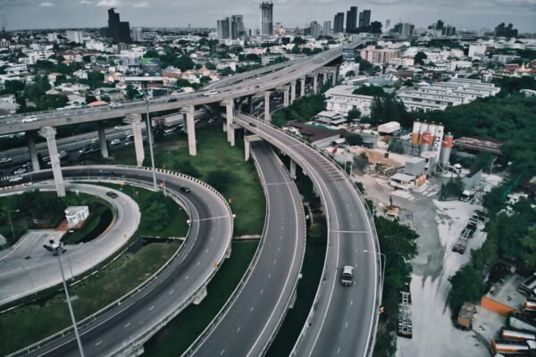 Aerial view of a modern multi-lane highway, representative image for Gwadar's East Bay Expressway Phase II road project