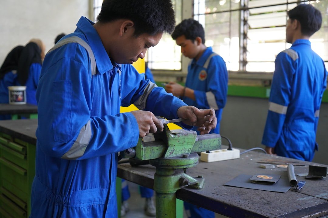 Workers at a metalworking training workshop, representative image illustrating the type of vocational training planned at Gwadar's Pak-China Technical and Vocational Institute