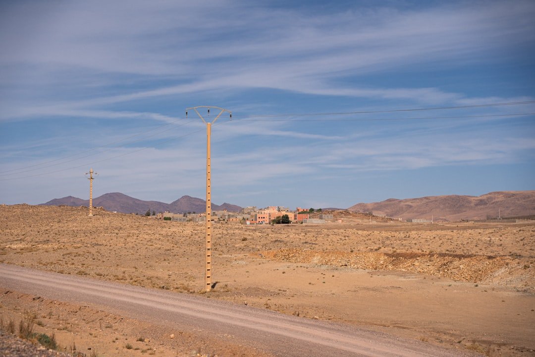 Remote desert landscape with distant mountains, representative image for the long transmission corridor between Khuzdar and Gwadar