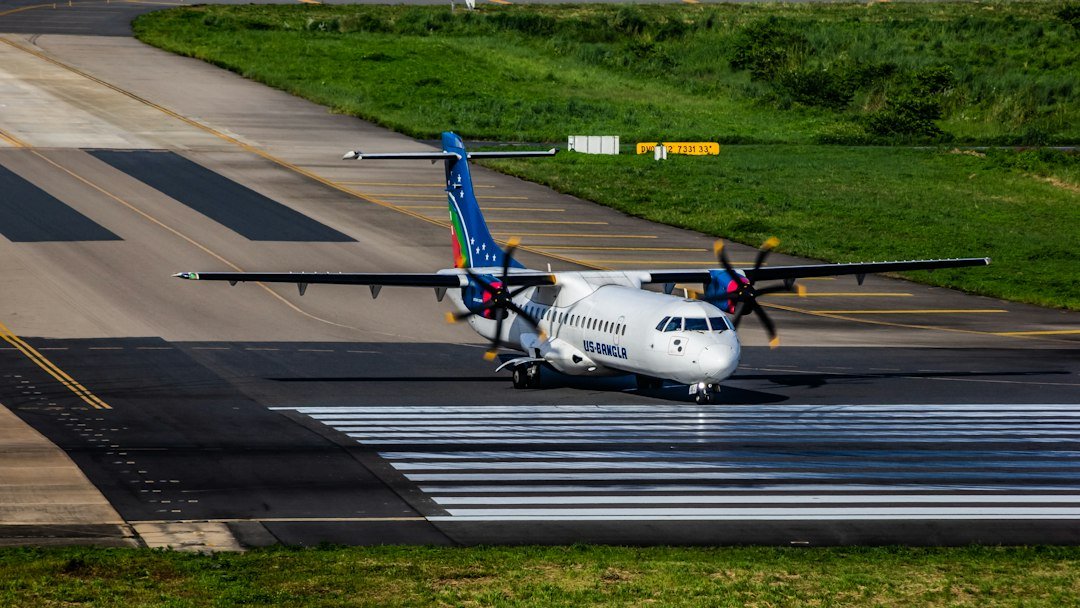 An ATR 72-600 turboprop aircraft on the tarmac, the aircraft type South Air uses on its new Karachi-Gwadar-Quetta route