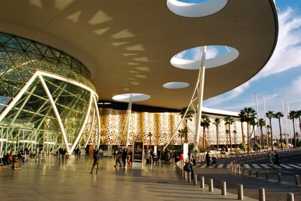 Exterior view of a modern airport terminal building, representative of New Gwadar International Airport, built to handle wide-body jets on roughly 4,300 acres