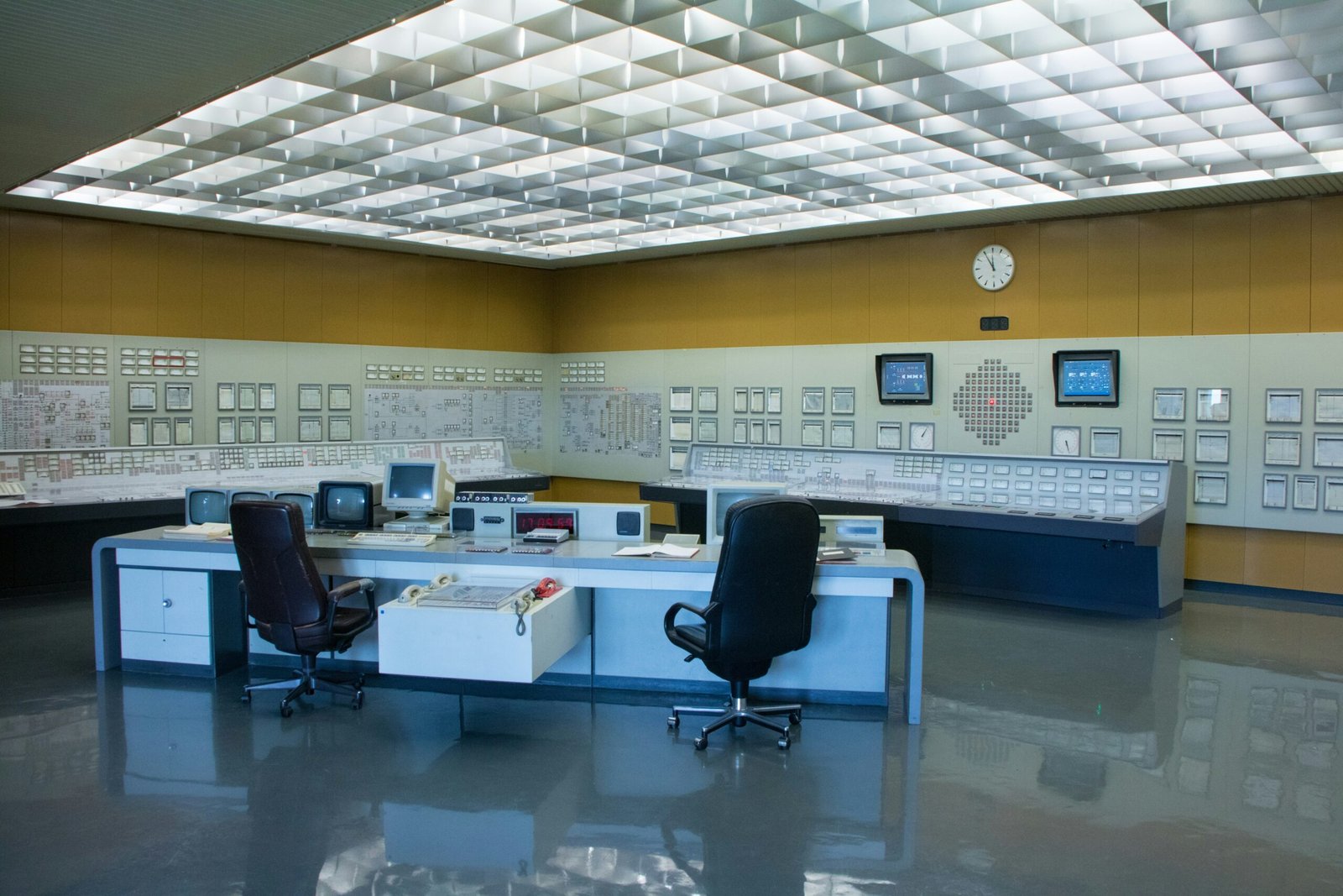 An empty control room with monitors and chairs, representative image for the Command and Control Centre under construction for Gwadar's Safe City Project