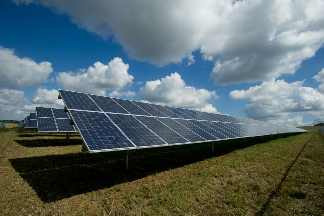 Field of solar panels under an open sky, representative image for the solarisation programme planned for Gwadar's pumping stations and desalination plants